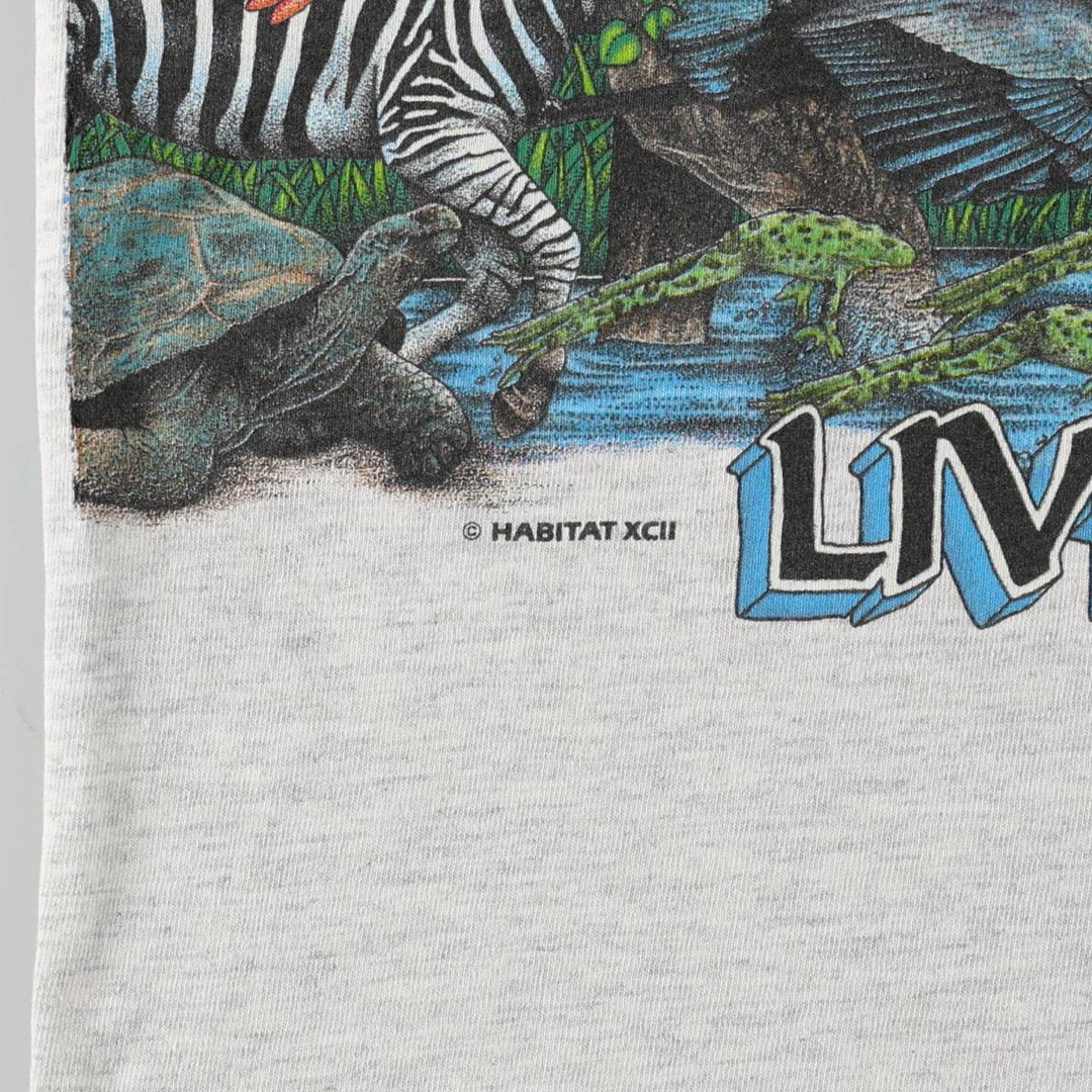 90'S Signal Sports Animal Pattern T-Shirt, Made in USA, Men's XL equivalent, Vintage cotton gray type Vintage Second Hand