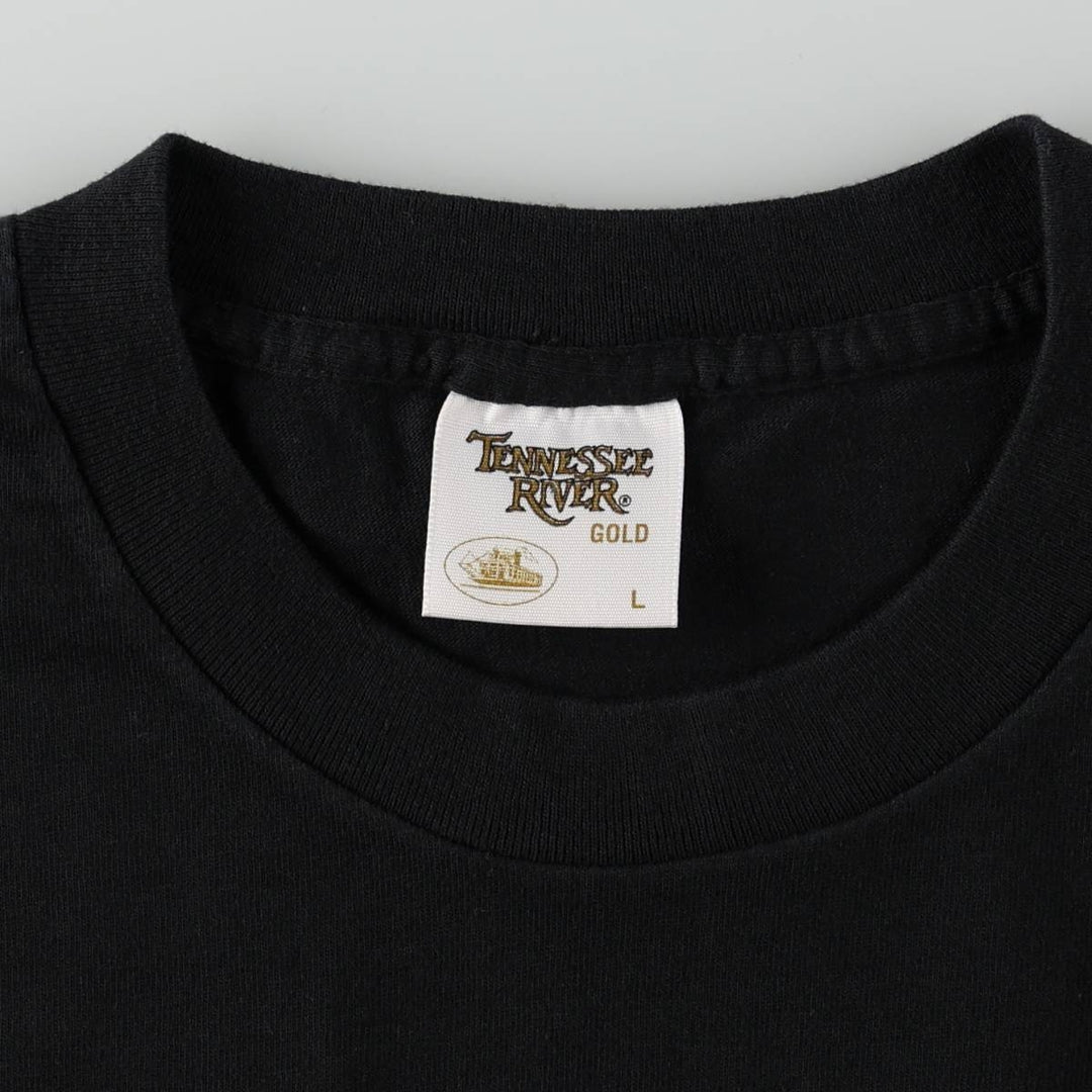 90'S Tennessee River Animal Pattern Dog T-Shirt, Made in USA, Men's Size L (approx.), Vintage, Single Stitch cotton black type Vintage Second Hand