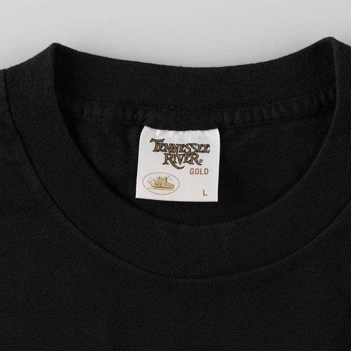 90'S Tennessee River Animal Pattern Dog T-Shirt, Made in USA, Men's Size L (approx.), Vintage, Single Stitch cotton black type Vintage Second Hand