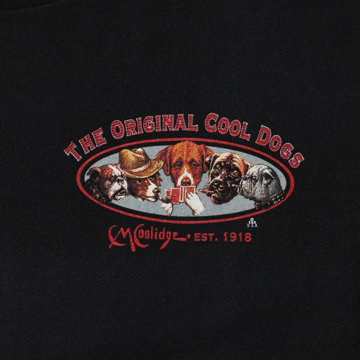 90'S Tennessee River Animal Pattern Dog T-Shirt, Made in USA, Men's Size L (approx.), Vintage, Single Stitch cotton black type Vintage Second Hand