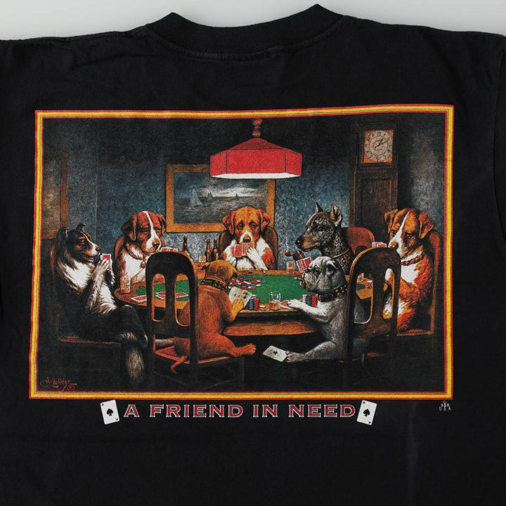 90'S Tennessee River Animal Pattern Dog T-Shirt, Made in USA, Men's Size L (approx.), Vintage, Single Stitch cotton black type Vintage Second Hand