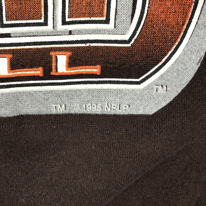 90'S LOGO 7 Cleveland Browns Print Sweatshirt, Made in USA, Men's Size L (Equivalent), Vintage cotton dark chocolate Vintage Second Hand