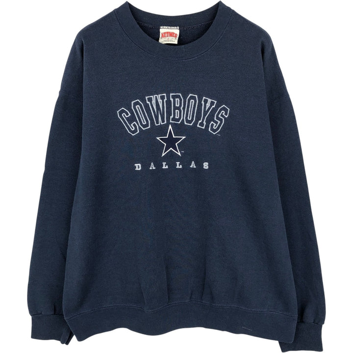 90'S NATMEG NFL Dallas Cowboys Sweatshirt, Made in USA, Men's Size L (approx.), Vintage cotton navy blue type Vintage Second Hand