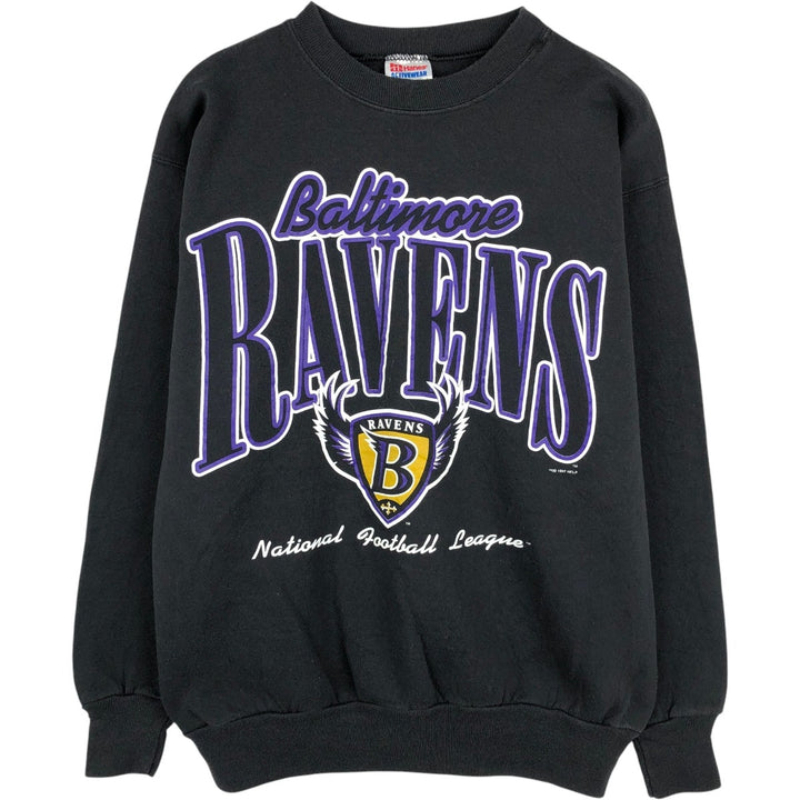 2000'S Hanes NFL Baltimore Ravens Print Sweatshirt, Men's Size M (Equivalent), Long Sleeve cotton black type Vintage Second Hand