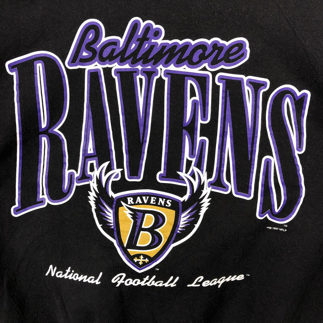 2000'S Hanes NFL Baltimore Ravens Print Sweatshirt, Men's Size M (Equivalent), Long Sleeve cotton black type Vintage Second Hand