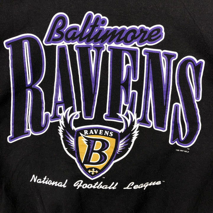 2000'S Hanes NFL Baltimore Ravens Print Sweatshirt, Men's Size M (Equivalent), Long Sleeve cotton black type Vintage Second Hand