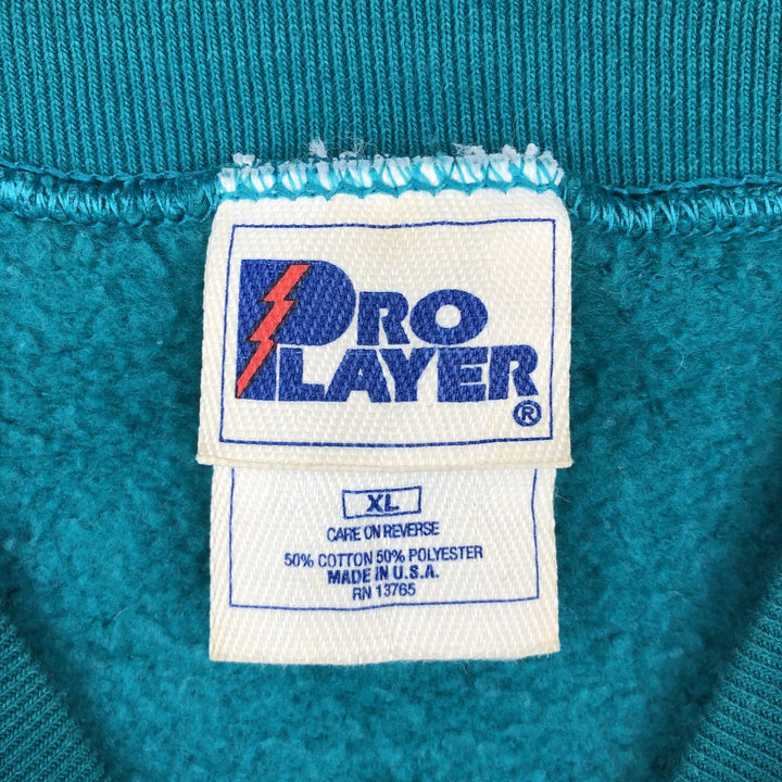 PRO LAYER Miami Dolphins Print Sweatshirt, Made in USA, Men's XL (approx.), Vintage. cotton Emerald green Vintage Second Hand