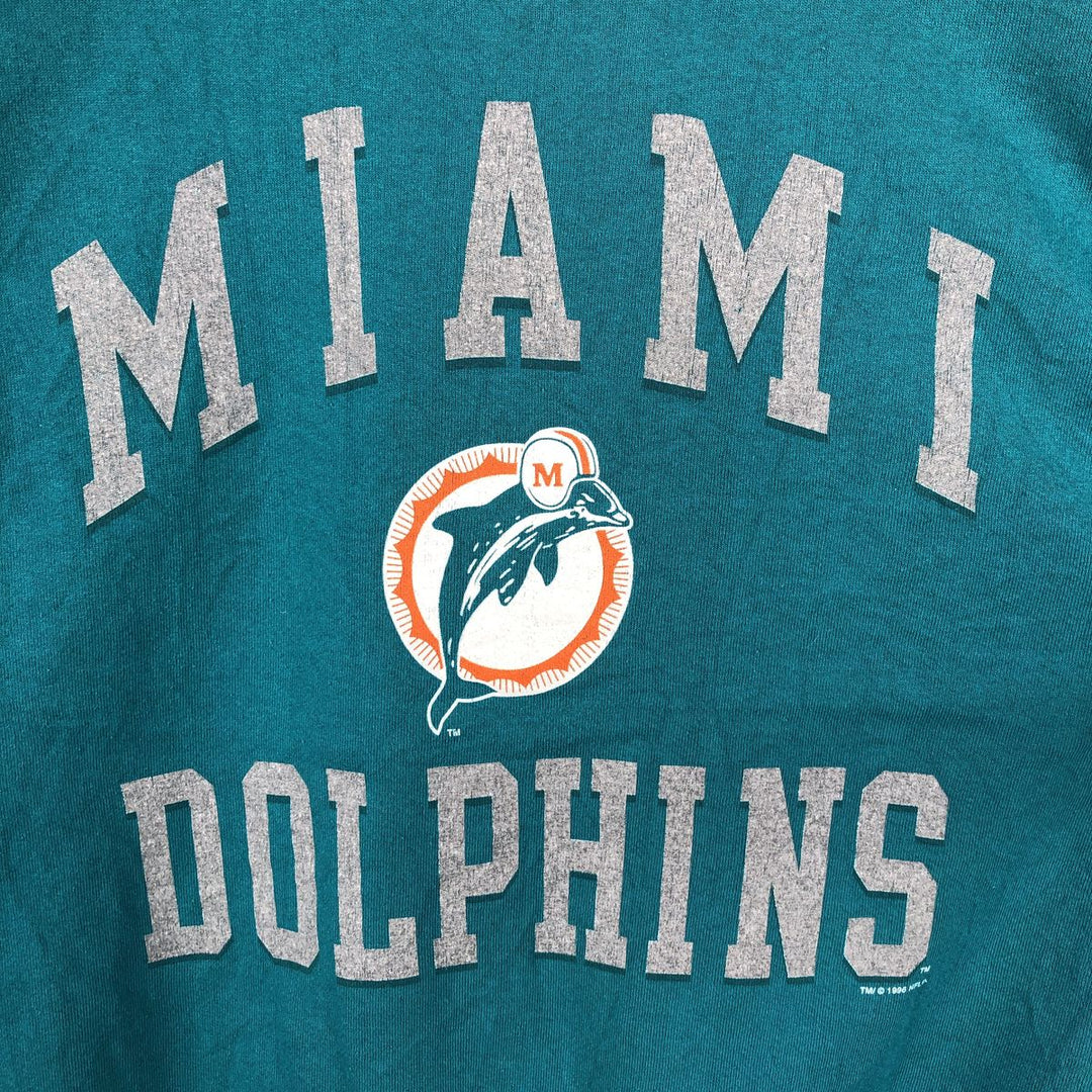 PRO LAYER Miami Dolphins Print Sweatshirt, Made in USA, Men's XL (approx.), Vintage. cotton Emerald green Vintage Second Hand