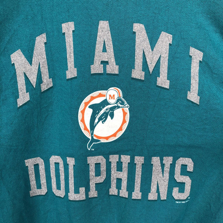PRO LAYER Miami Dolphins Print Sweatshirt, Made in USA, Men's XL (approx.), Vintage. cotton Emerald green Vintage Second Hand