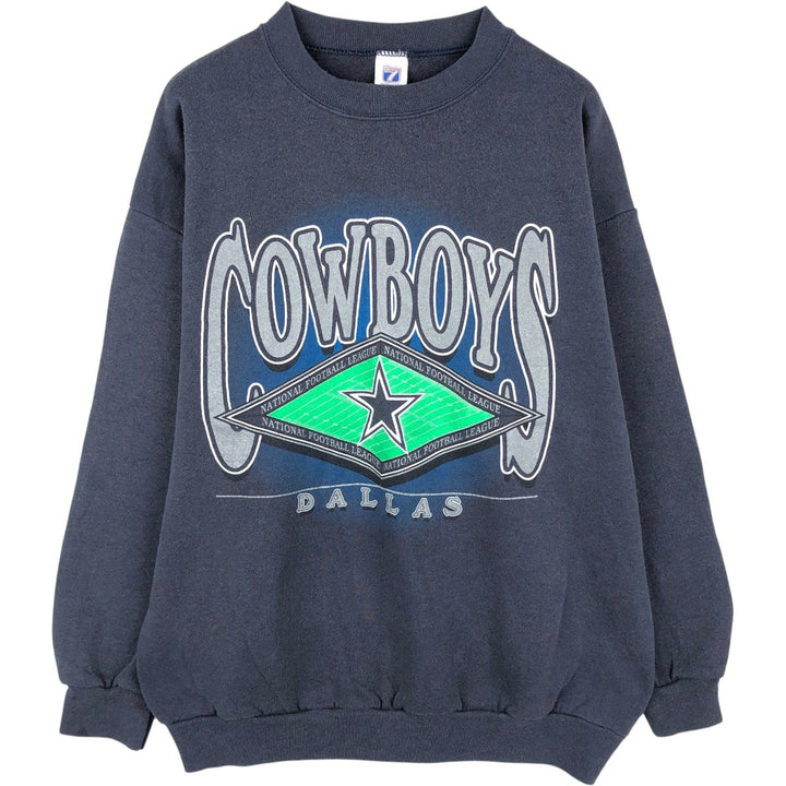 90'S LOGO 7 Dallas Cowboys Print Sweatshirt, Made in USA, Men's Size L (Equivalent), Vintage cotton navy blue type Vintage Second Hand