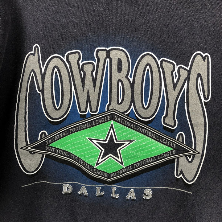 90'S LOGO 7 Dallas Cowboys Print Sweatshirt, Made in USA, Men's Size L (Equivalent), Vintage cotton navy blue type Vintage Second Hand