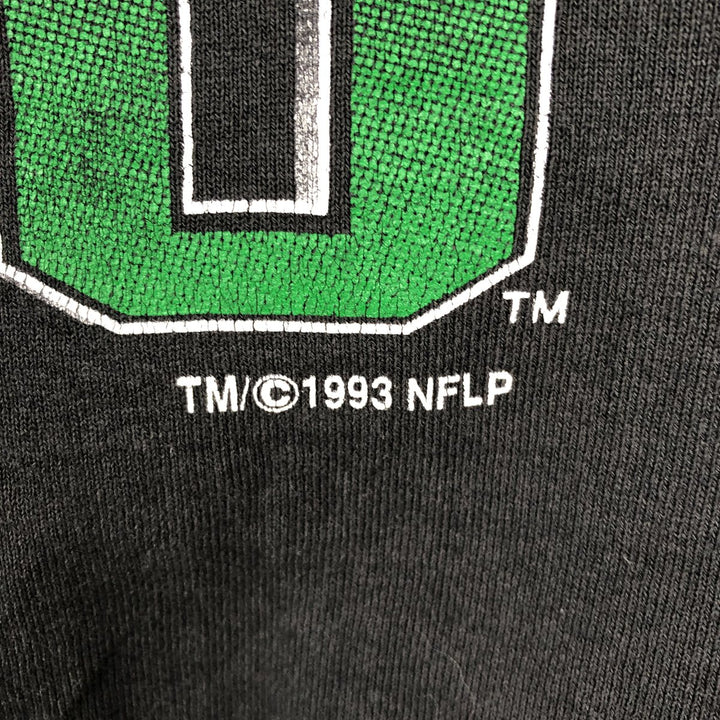90'S LOGO 7 New York Jets Print Sweatshirt, Made in USA, Men's XL equivalent, Vintage cotton black type Vintage Second Hand