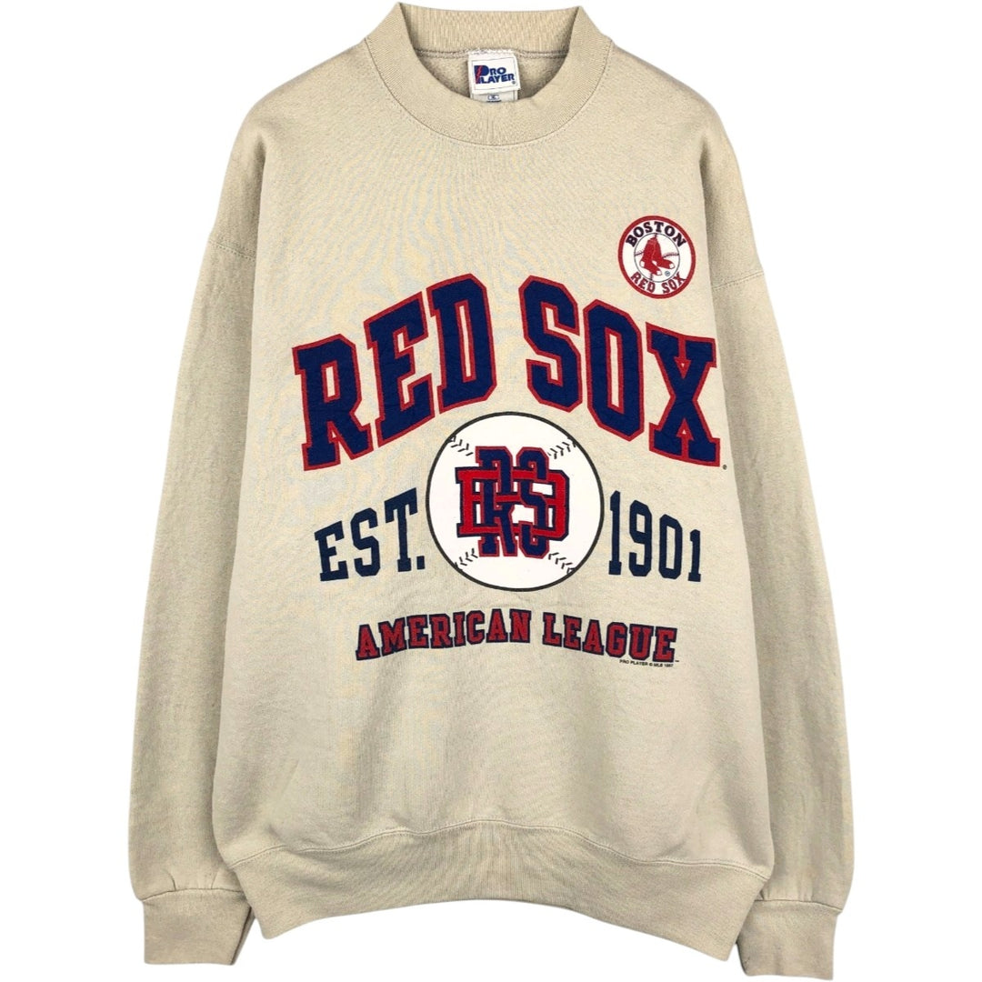 90'S PRO LAYER Boston Red Sox Sweatshirt, Made in USA, Men's XL equivalent, Vintage cotton unbleached Vintage Second Hand
