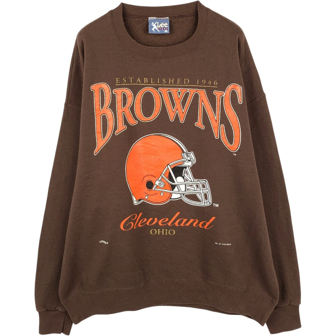 90'S Lee Cleveland Browns Sweatshirt, Made in USA, Men's XL equivalent, Vintage cotton brown type Vintage Second Hand