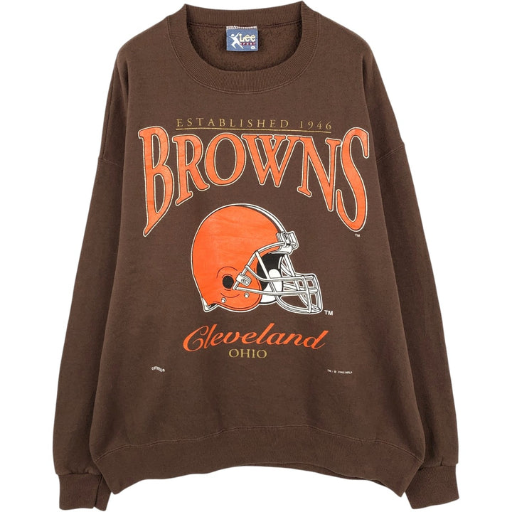 90'S Lee Cleveland Browns Sweatshirt, Made in USA, Men's XL equivalent, Vintage cotton brown type Vintage Second Hand