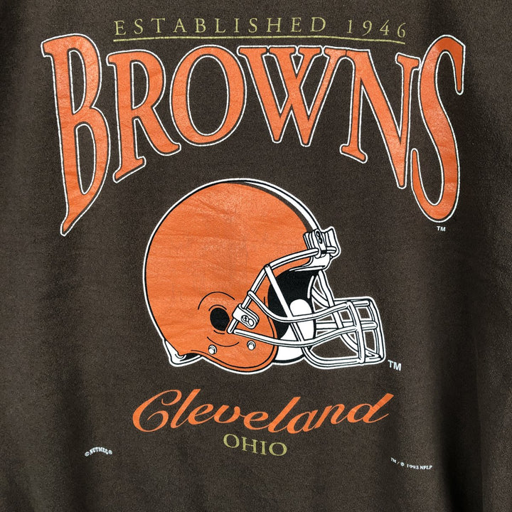 90'S Lee Cleveland Browns Sweatshirt, Made in USA, Men's XL equivalent, Vintage cotton brown type Vintage Second Hand