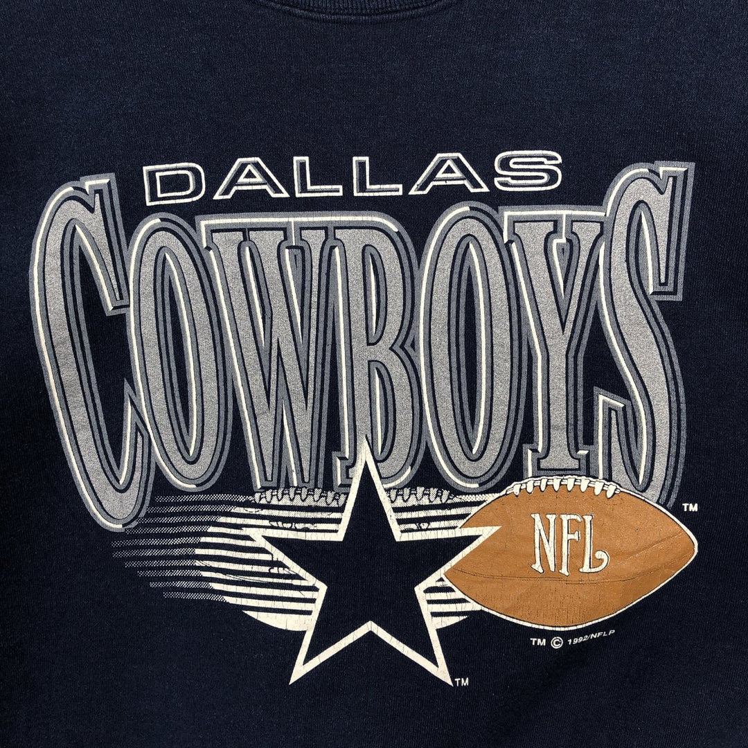 90'S Fruit of the Loom Dallas Cowboys Print Sweatshirt, Made in USA, Men's XL equivalent, Vintage cotton navy blue type Vintage Second Hand