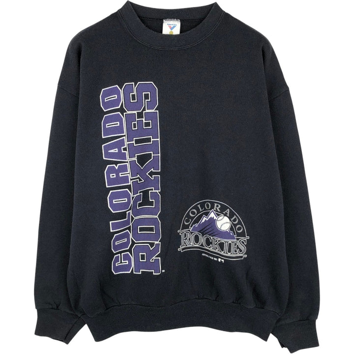 1990'S MLB Colorado Rockies sweatshirt, made in USA, men's size L equivalent, vintage. cotton black type Vintage Second Hand