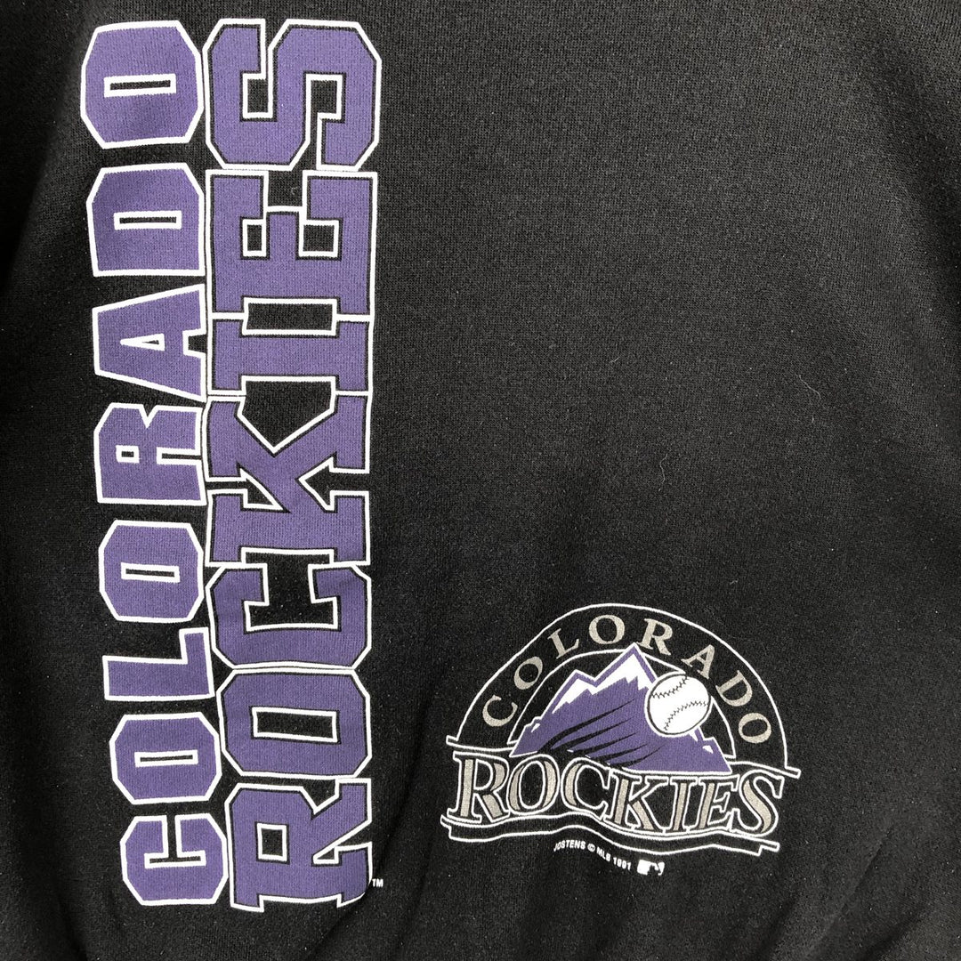 1990'S MLB Colorado Rockies sweatshirt, made in USA, men's size L equivalent, vintage. cotton black type Vintage Second Hand
