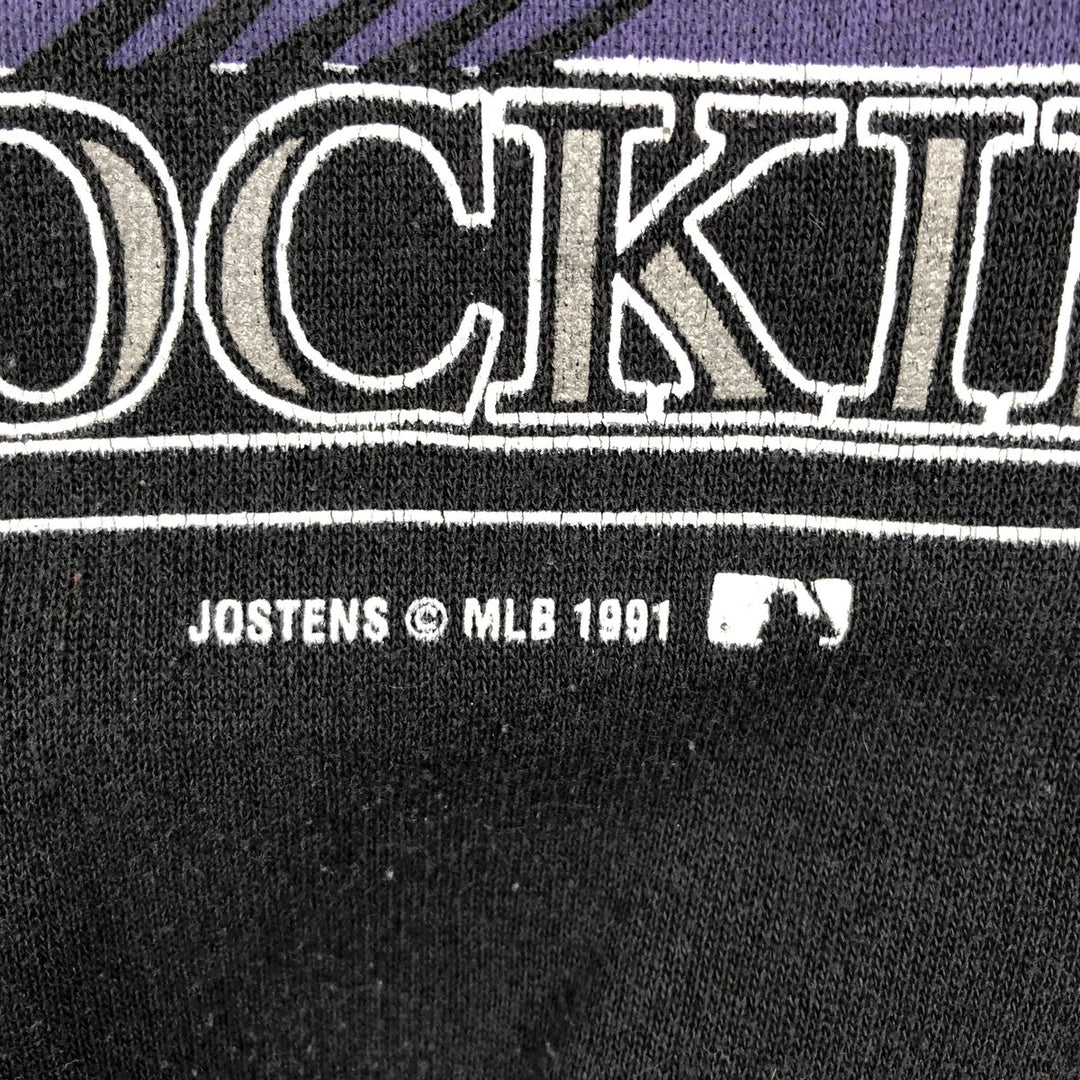 1990'S MLB Colorado Rockies sweatshirt, made in USA, men's size L equivalent, vintage. cotton black type Vintage Second Hand