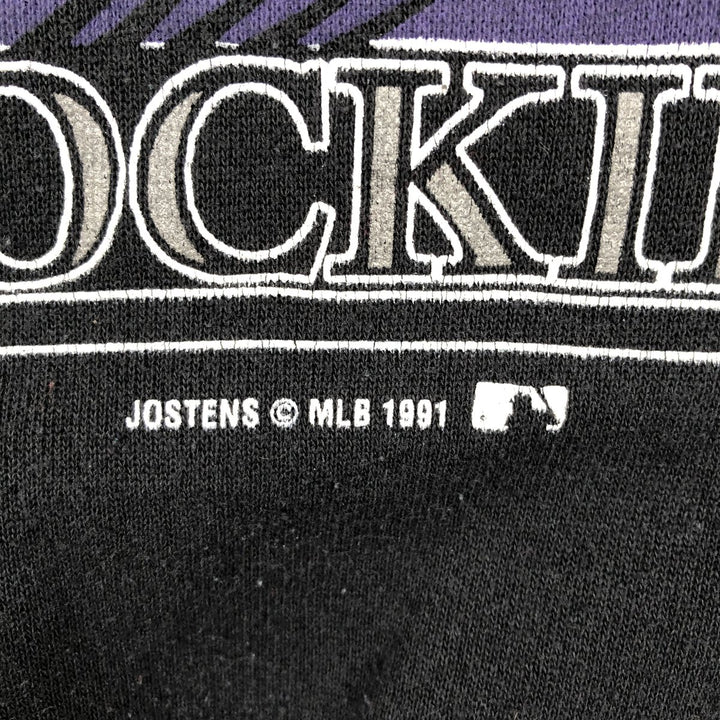 1990'S MLB Colorado Rockies sweatshirt, made in USA, men's size L equivalent, vintage. cotton black type Vintage Second Hand