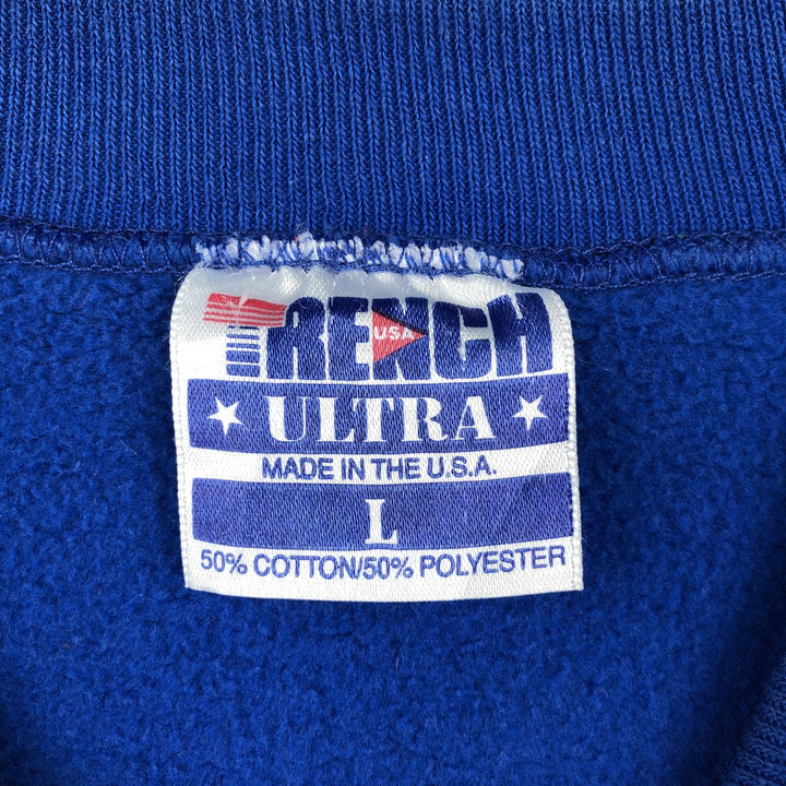 90'S TRENCH New England Patriots Print Sweatshirt, Made in USA, Men's Size L (approx.), Vintage cotton blue type Vintage Second Hand