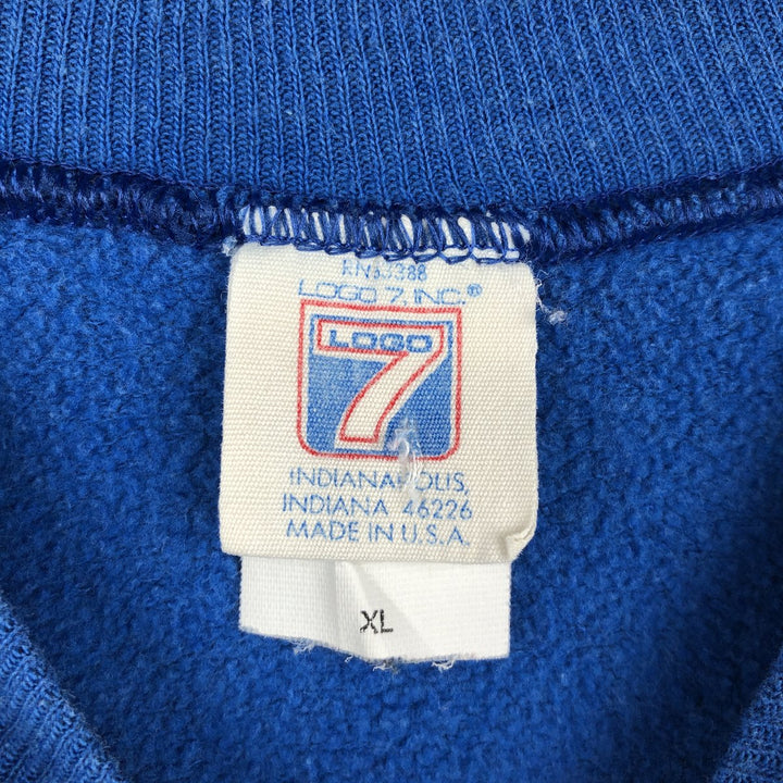 90'S LOGO7 Seattle Seahawks Print Sweatshirt, Made in USA, Men's XL equivalent, Vintage cotton blue type Vintage Second Hand