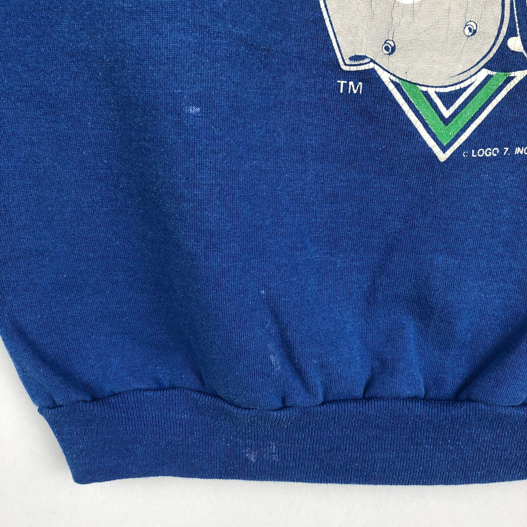 90'S LOGO7 Seattle Seahawks Print Sweatshirt, Made in USA, Men's XL equivalent, Vintage cotton blue type Vintage Second Hand