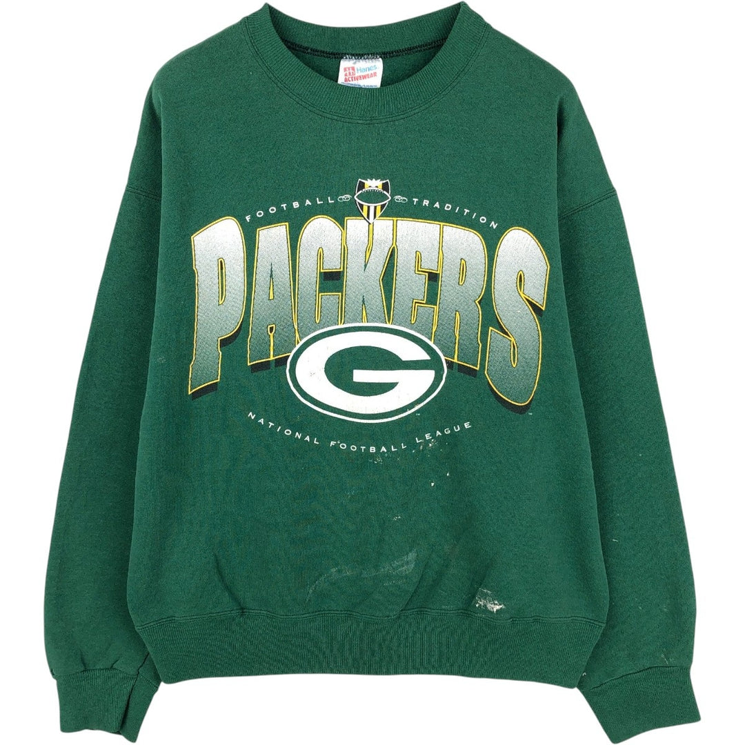 90'S Tultex Green Bay Packers Print Sweatshirt, Men's Size L (approx.), Vintage, Short Length cotton Green type dark green Vintage Second Hand