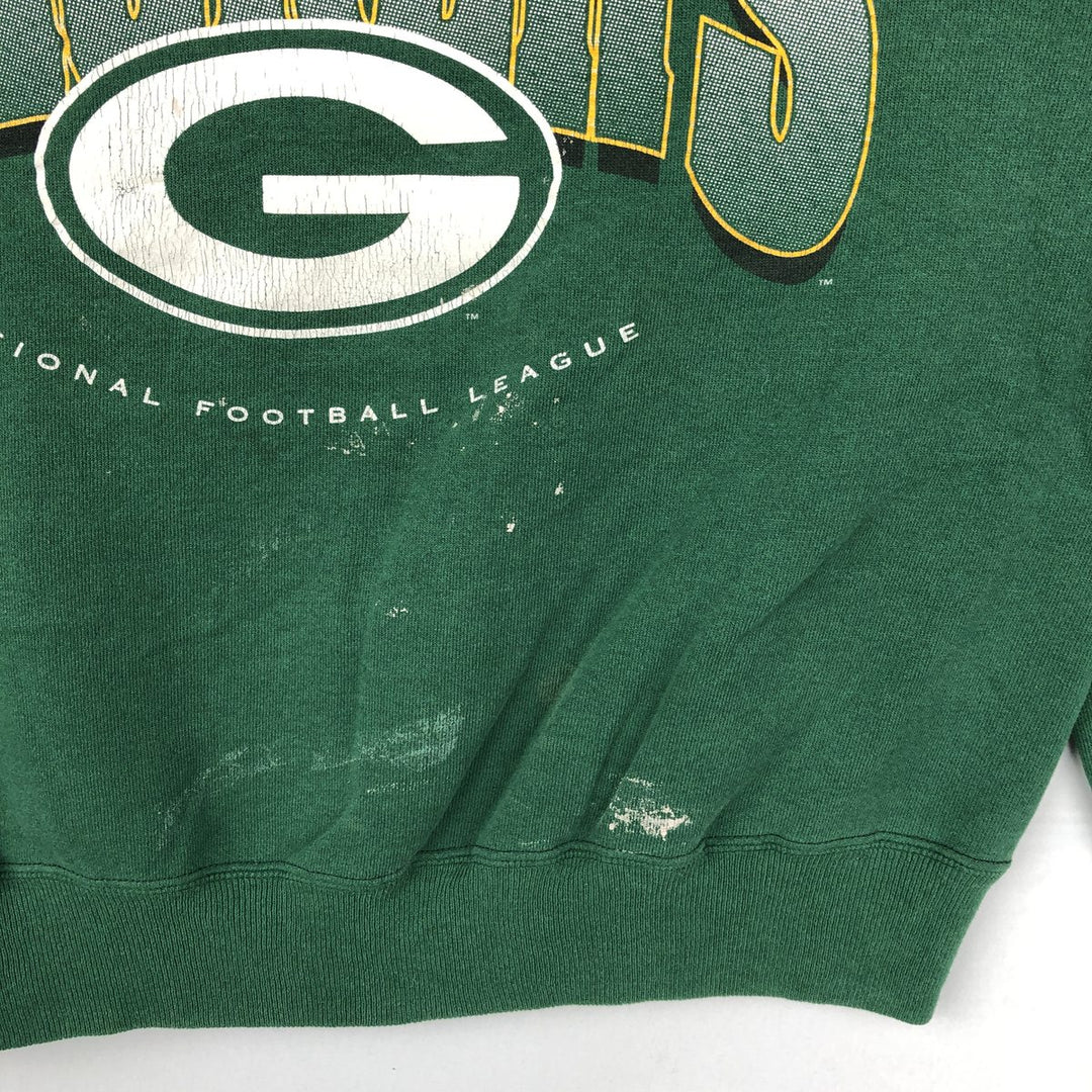 90'S Tultex Green Bay Packers Print Sweatshirt, Men's Size L (approx.), Vintage, Short Length cotton Green type dark green Vintage Second Hand