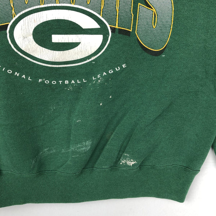 90'S Tultex Green Bay Packers Print Sweatshirt, Men's Size L (approx.), Vintage, Short Length cotton Green type dark green Vintage Second Hand