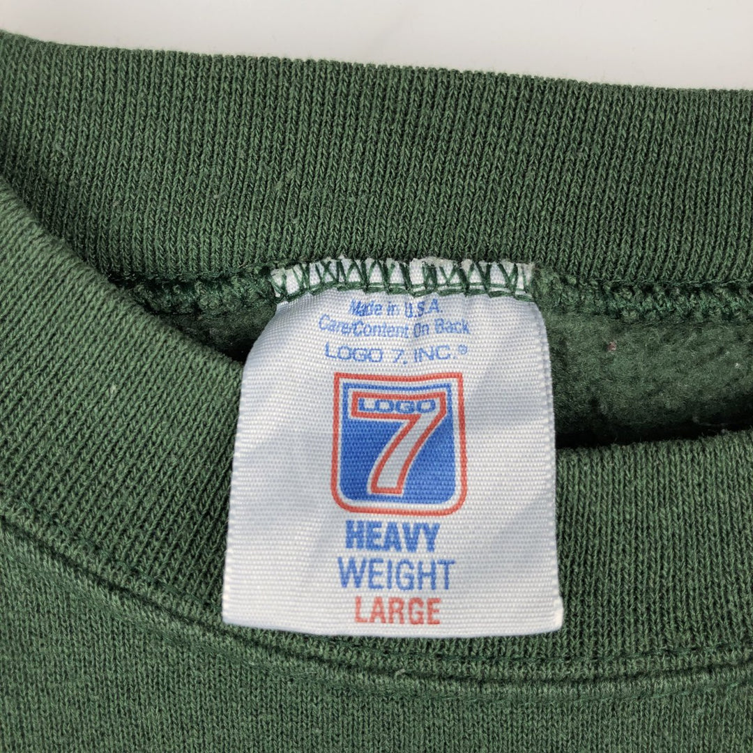 90'S LOGO7 NFL Green Bay Packers Sweatshirt, Made in USA, Men's Size L (approx.), Vintage cotton Green type dark green Vintage Second Hand