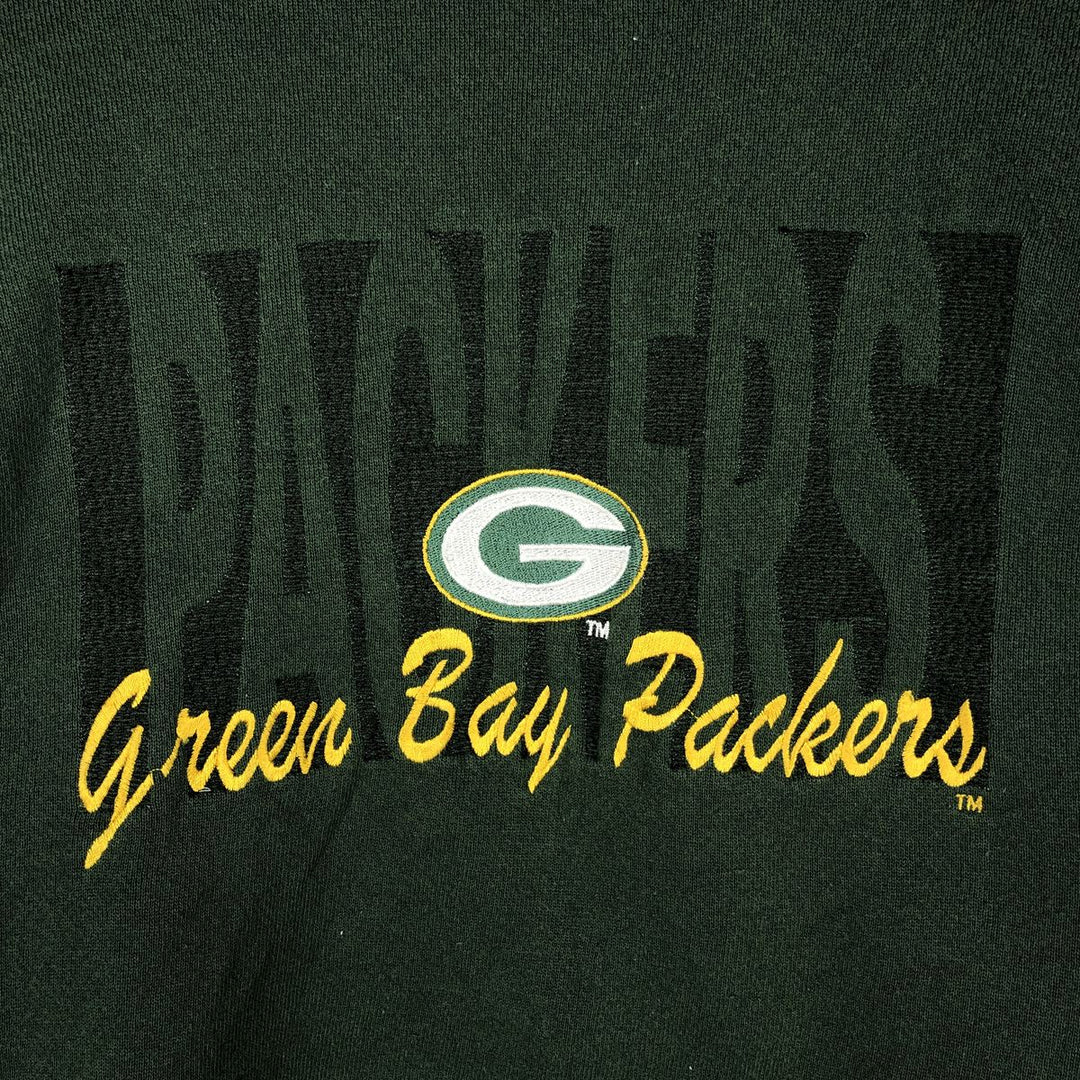 90'S LOGO7 NFL Green Bay Packers Sweatshirt, Made in USA, Men's Size L (approx.), Vintage cotton Green type dark green Vintage Second Hand