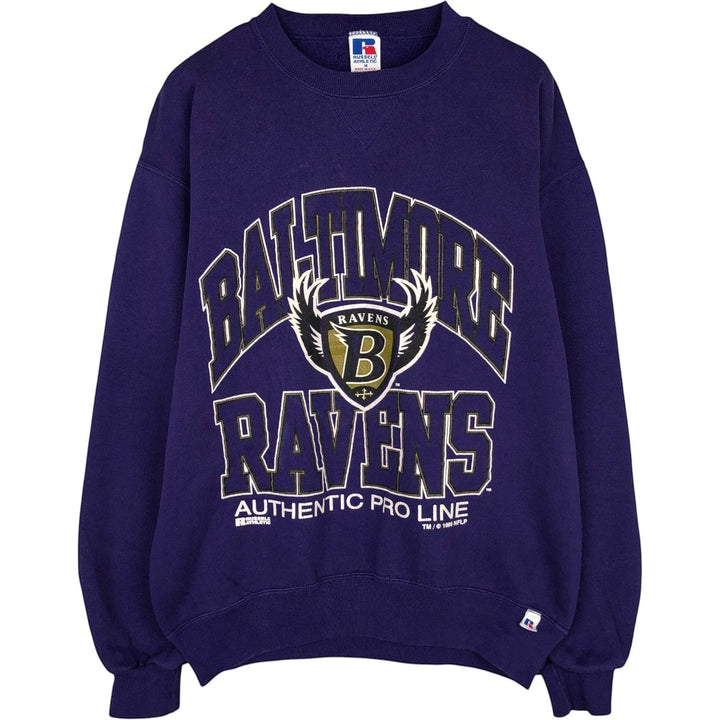 90'S Russell MLB Baltimore Orioles Print Sweatshirt, Made in USA, Men's Size M (approx.), Vintage cotton Purple type blue-purple Vintage Second Hand