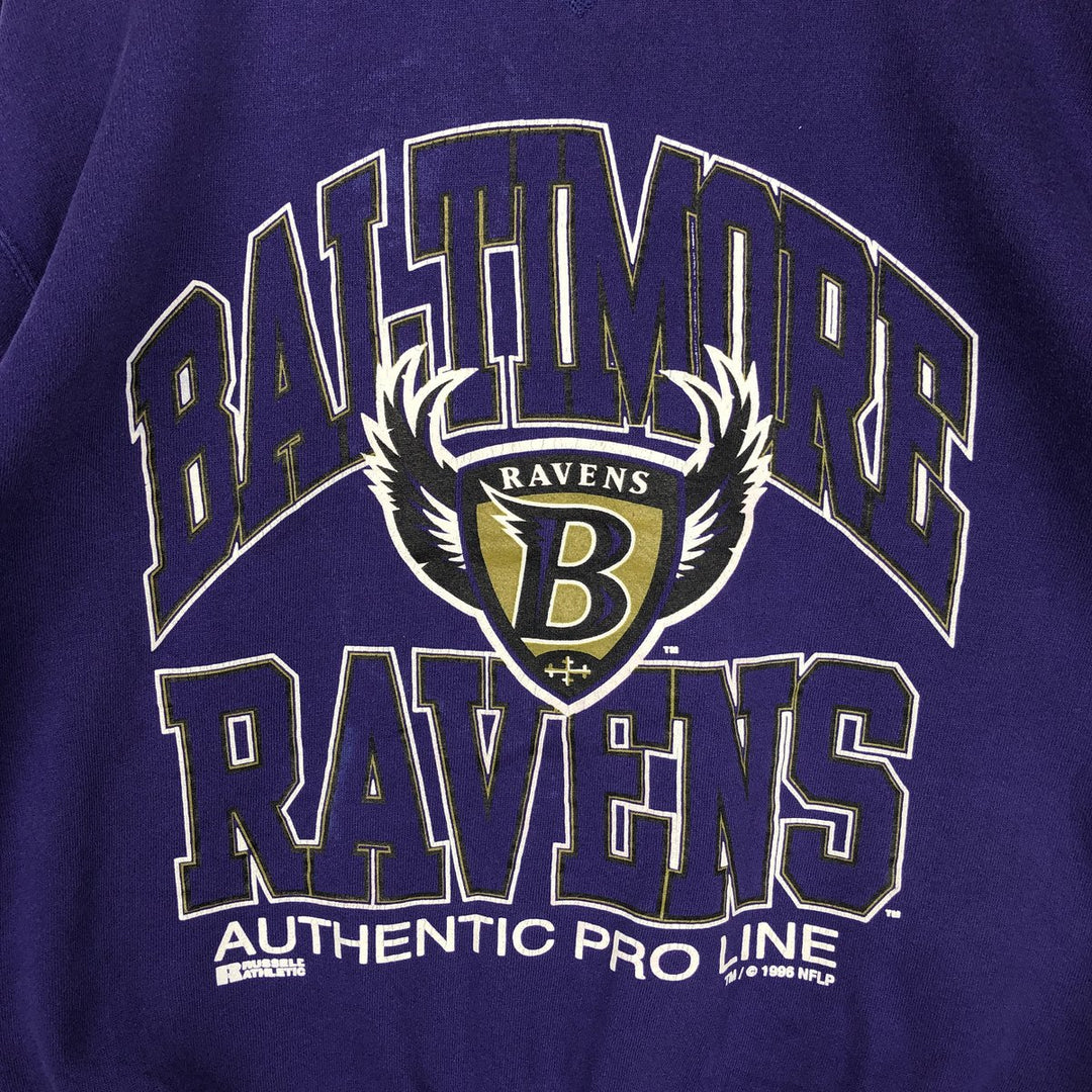 90'S Russell MLB Baltimore Orioles Print Sweatshirt, Made in USA, Men's Size M (approx.), Vintage cotton Purple type blue-purple Vintage Second Hand
