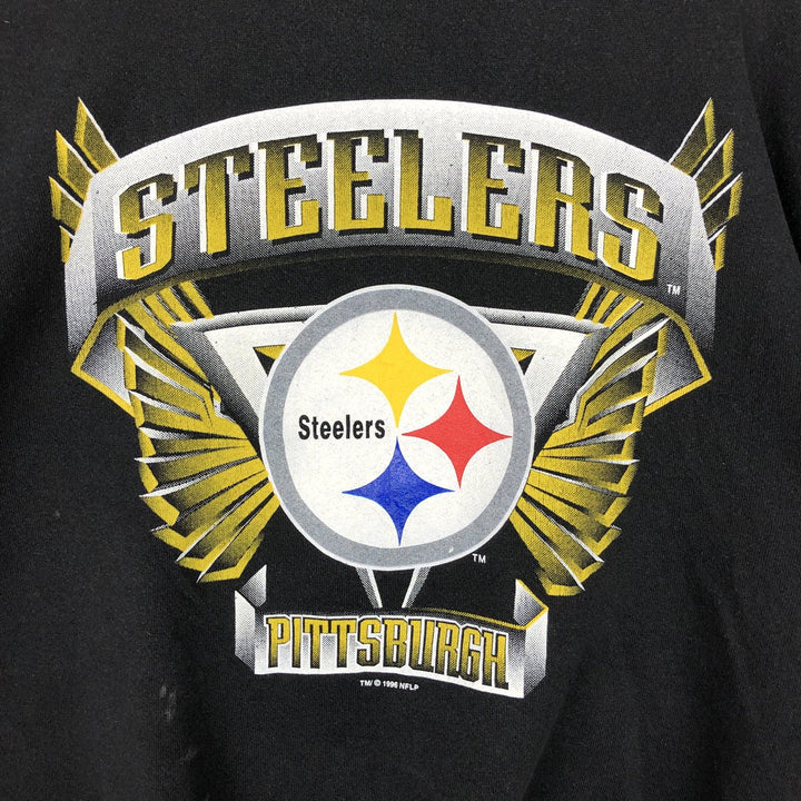 LOGO7 NFL Pittsburgh Steelers Print Sweatshirt, Men's Size L (Equivalent), Vintage cotton black type Vintage Second Hand