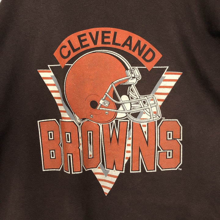 90'S TRENCH NFL Cleveland Browns Print Sweatshirt, Made in USA, Men's XL equivalent, Vintage polyester brown type Vintage Second Hand