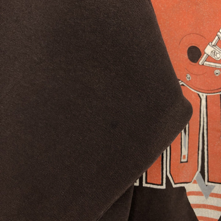 90'S TRENCH NFL Cleveland Browns Print Sweatshirt, Made in USA, Men's XL equivalent, Vintage polyester brown type Vintage Second Hand