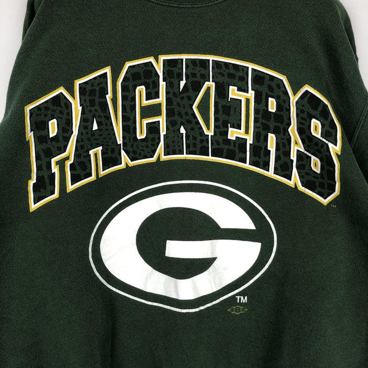 ZBZ NFL Green Bay Packers Print Sweatshirt, Made in USA, Men's Size L (Equivalent), Vintage cotton Green type dark green Vintage Second Hand