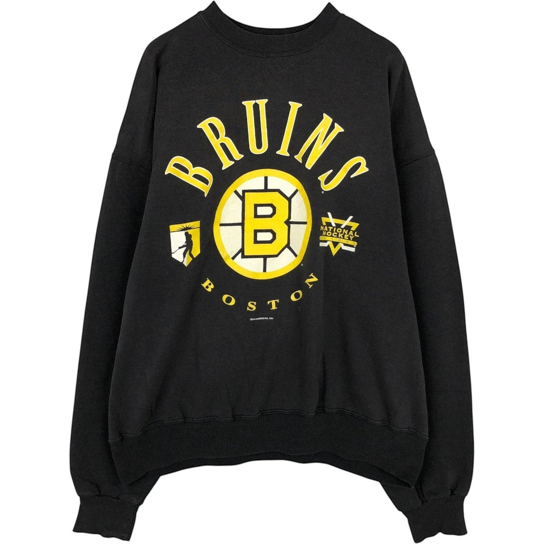 90'S Hanes NHL Boston Bruins Print Sweatshirt, Made in USA, Men's XL (approx.), Vintage silk black type Vintage Second Hand