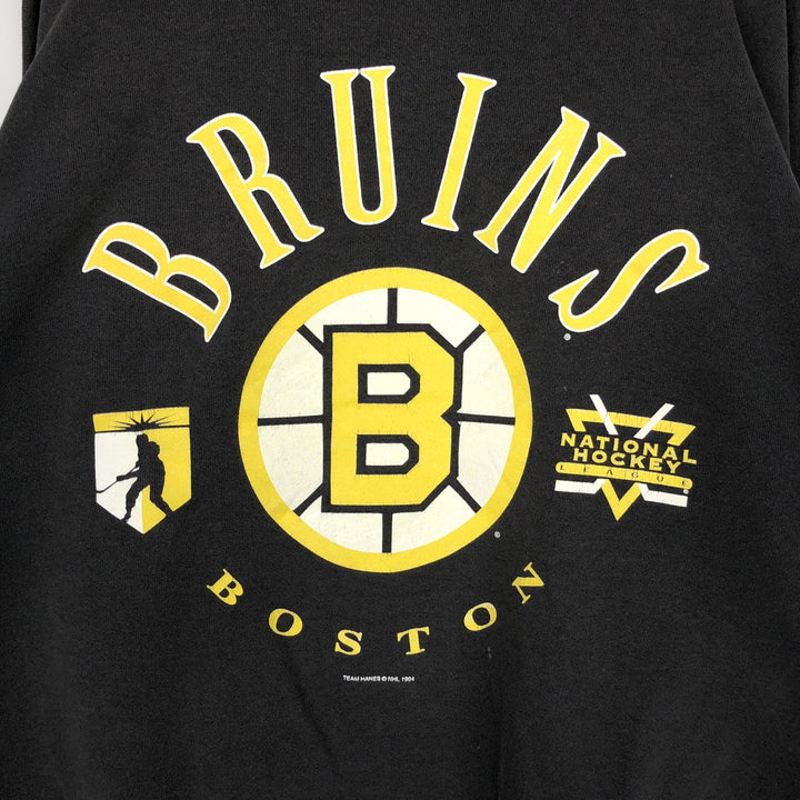 90'S Hanes NHL Boston Bruins Print Sweatshirt, Made in USA, Men's XL (approx.), Vintage silk black type Vintage Second Hand