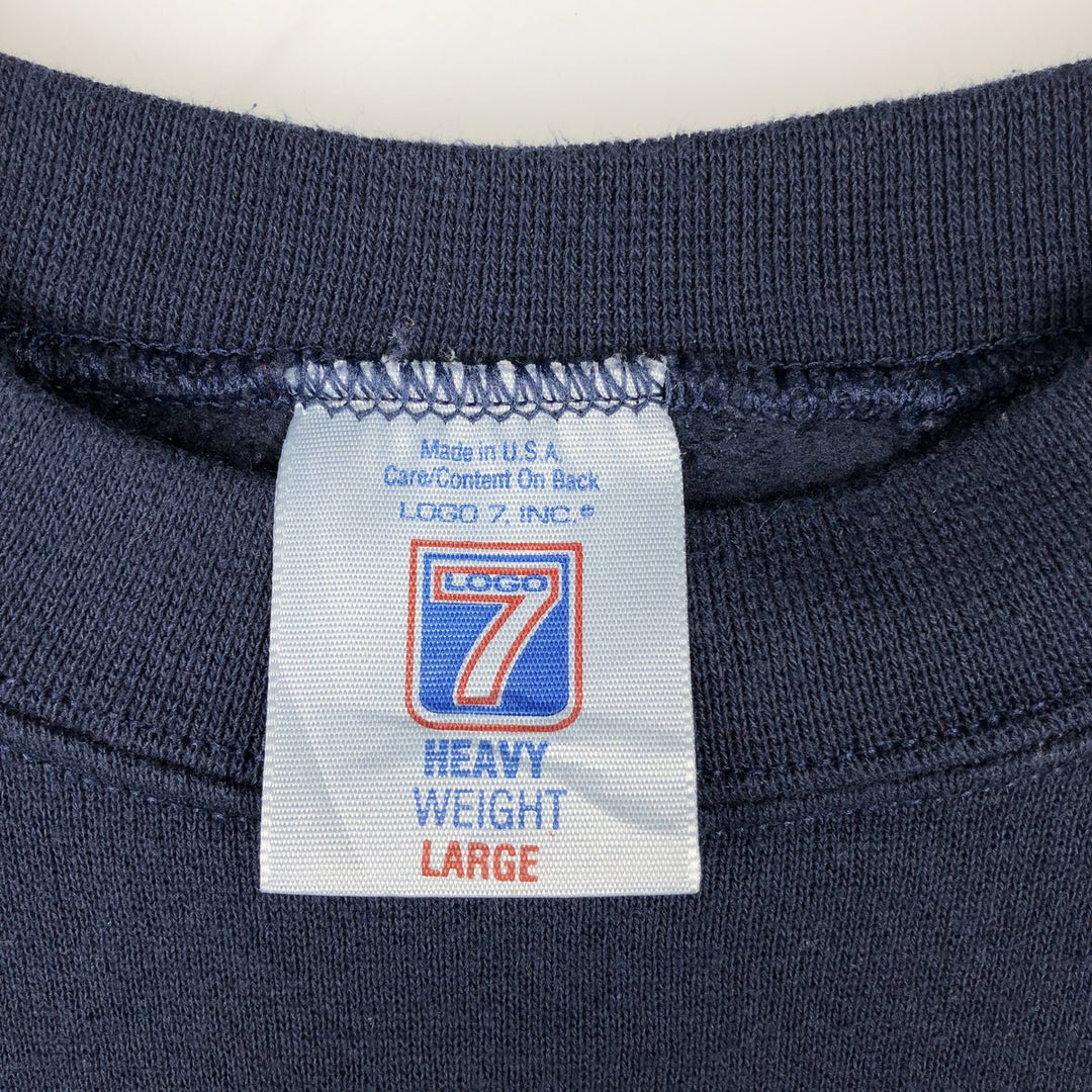 90'S LOGO7 NFL Denver Broncos Print Sweatshirt, Made in USA, Men's Size L (Equivalent), Vintage cotton navy blue type Vintage Second Hand