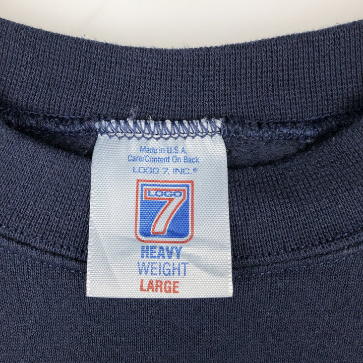 90'S LOGO7 NFL Denver Broncos Print Sweatshirt, Made in USA, Men's Size L (Equivalent), Vintage cotton navy blue type Vintage Second Hand