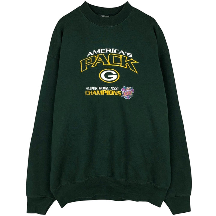 90'S Fruit of the Loom Green Bay Packers Super Bowl Sweatshirt, Made in USA, Men's XL equivalent. cotton Green type dark green Vintage Second Hand