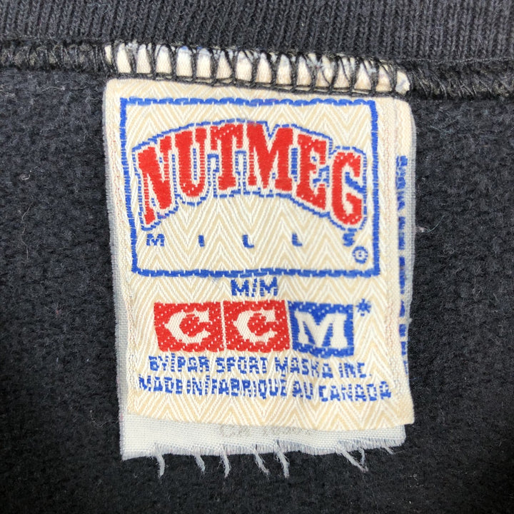 90'S NUTMEG NHL BOSTON BRUINS printed sweatshirt, made in Canada, men's size M equivalent. polyester black type Vintage Second Hand