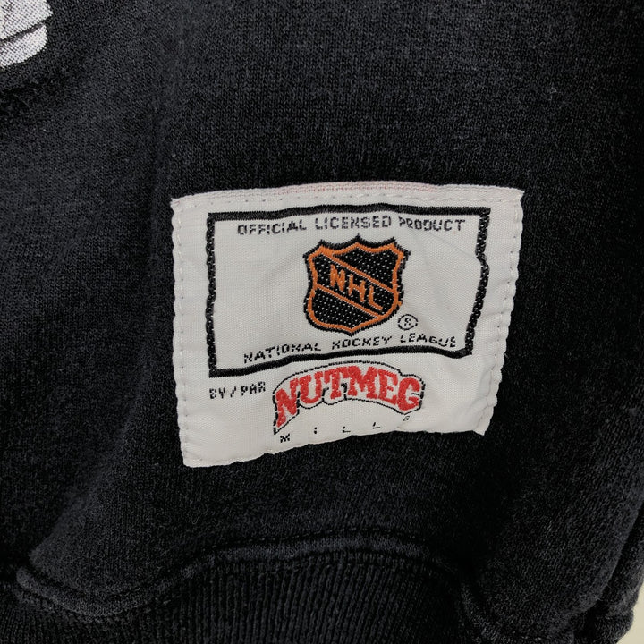 90'S NUTMEG NHL BOSTON BRUINS printed sweatshirt, made in Canada, men's size M equivalent. polyester black type Vintage Second Hand