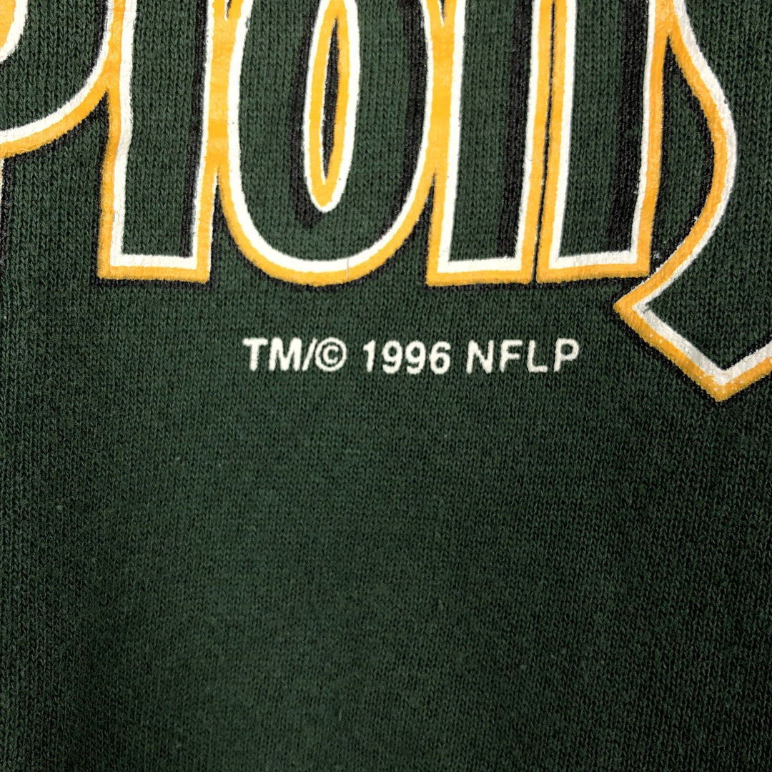 90'S Tultex NFL Green Bay Packers Super Bowl Print Sweatshirt (Made in USA) cotton Green type dark green Vintage Second Hand