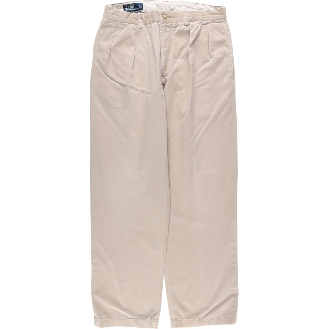 Ralph Lauren POLO by Ralph Lauren ANDREW PANT Two-pleat chino pants for men, equivalent to W33 cotton Beige type Vintage Second Hand