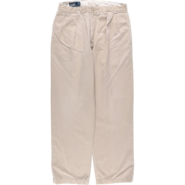 Ralph Lauren POLO by Ralph Lauren ANDREW PANT Two-pleat chino pants for men, equivalent to W33 cotton Beige type Vintage Second Hand