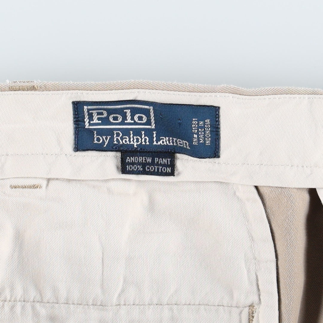 Ralph Lauren POLO by Ralph Lauren ANDREW PANT Two-pleat chino pants for men, equivalent to W33 cotton Beige type Vintage Second Hand
